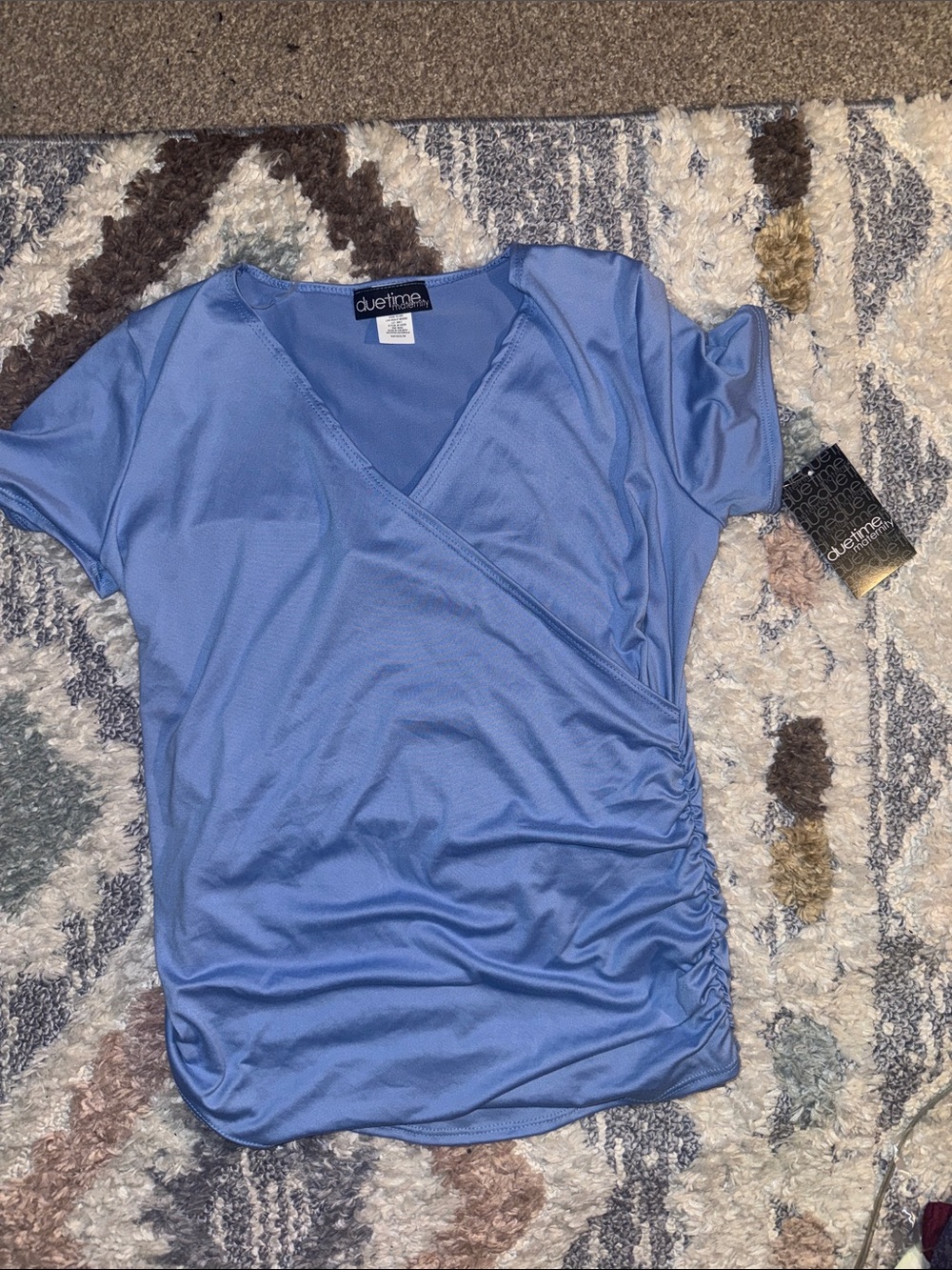 Due Time Ruched Wrap Short Sleeve Top